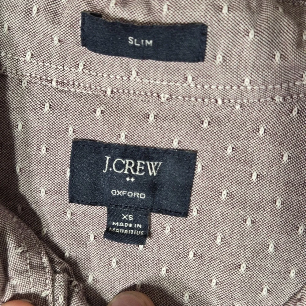 J.Crew Oxford Slim Fit Button Down Shirt Mens XS Pink White Dot Long Sleeve
